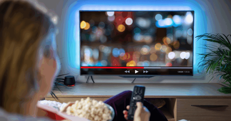 woman watching TV for entertainment